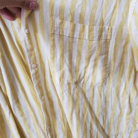 Yellow & White Striped Aerie Button Down - Picture 2 of 3